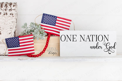 SVG | One Nation Under God | Cutting File | Pledge of Allegiance | Vinyl Stencil HTV | Shirt Sign Tote | 4th of July Independence Day | PNG