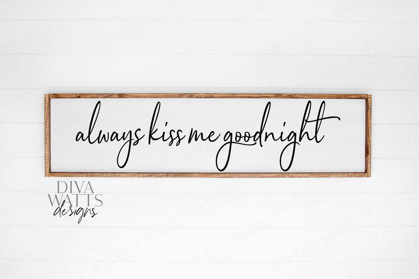 SVG Always Kiss Me Goodnight | Cutting File | Bedroom Sign | DXF PNG eps jpg | Instant Download | Script Handwriting | Vinyl Stencil htv