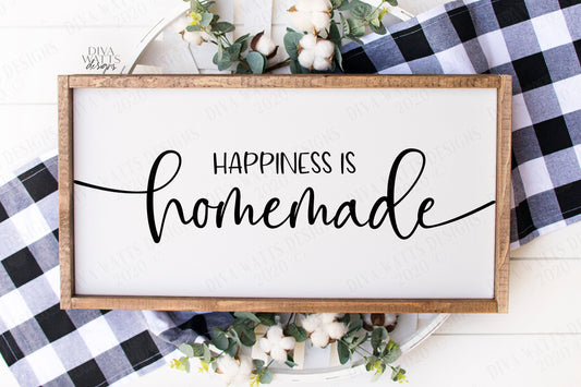 SVG | Happiness Is Homemade | Kitchen Dining Room Farmhouse Sign | Simple Bouncy Script with Tails | Vinyl Stencil HTV | Rustic Vintage