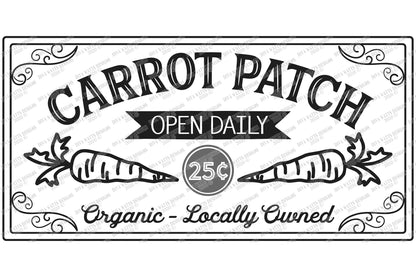 SVG | Carrot Patch | Cutting File | Easter | Open Daily | Organic Locally Owned | Vinyl Stencil HTV | Farmhouse  Sign | png dxf