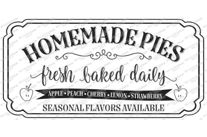 SVG | Homemade Pies | Cutting File | Kitchen Sign | Apple Cherry Strawberry Peach | Fresh Baked Daily | Farmhouse | Vinyl Stencil HTV | dxf