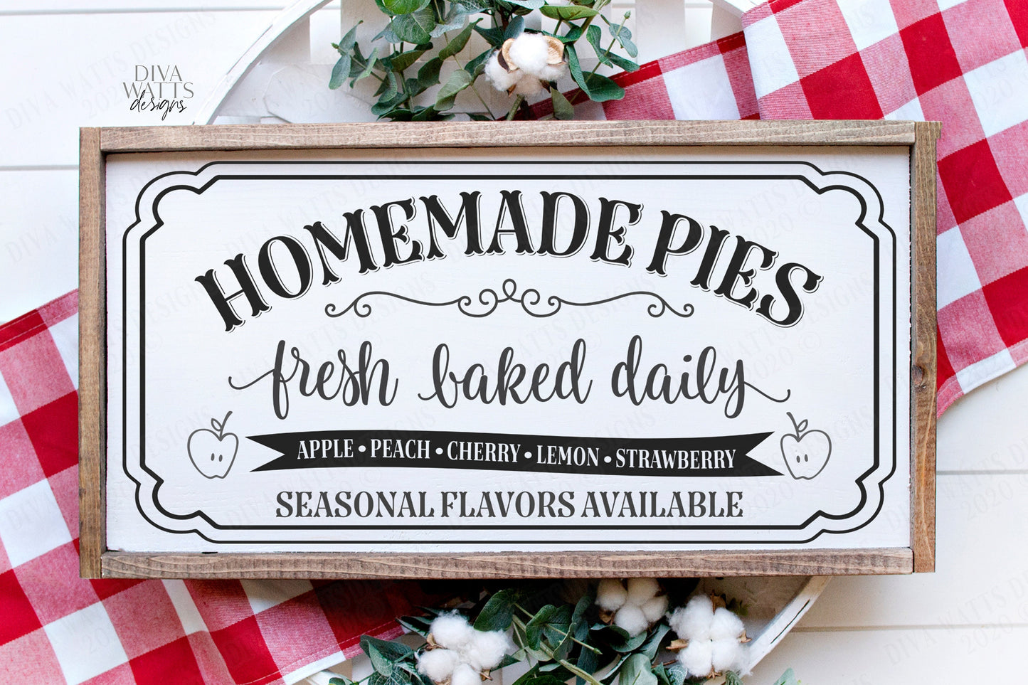 SVG | Homemade Pies | Cutting File | Kitchen Sign | Apple Cherry Strawberry Peach | Fresh Baked Daily | Farmhouse | Vinyl Stencil HTV | dxf