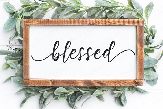 SVG | Blessed | Cutting File | Farmhouse bouncy script with tails | Christian | Family Love | Vinyl Stencil HTV | Shirt Sign | dxf eps png