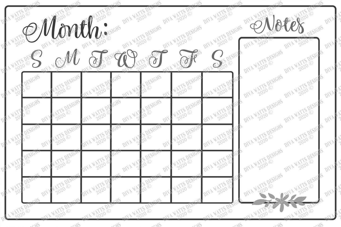 SVG | Monthly Calendar Cutting File | Farmhouse Sign | Months Numbers | Customize Personalize | Notes | Print | Vinyl Stencil HTV | DXF eps