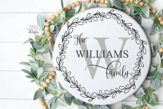 SVG | Monogram | Cutting File | Farmhouse Wreath | Family Last Name Sign | Circle Round | Customize Personalize | Vinyl Stencil HTV | eps ai