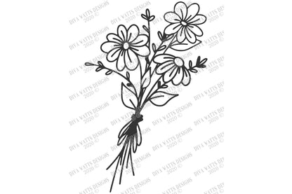 SVG | Daisies Wildflower Bouquet | Cutting File | Farmhouse Floral Flowers Sign | Hand Drawn | Vinyl Stencil HTV | png eps jpg ai | Daisy