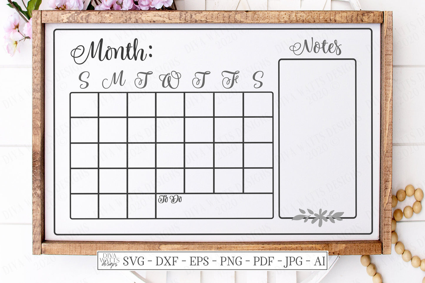 SVG | Monthly Calendar Cutting File | Farmhouse Sign | Months Numbers | Customize Personalize | Notes | Print | Vinyl Stencil HTV | DXF eps