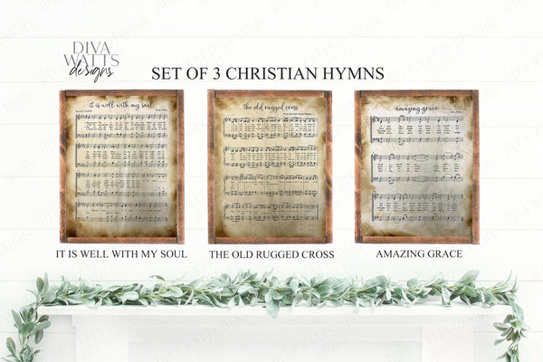 Scripture Art (set of three) deals Amazing Grace (full hymn)