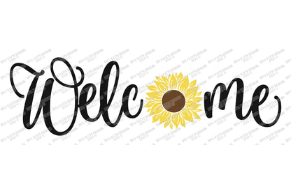 SVG | Welcome Sunflower | Cutting File | DXF EPS | Vinyl Stencil htv | Front Porch Entry Sign | Spring Summer | Cricut Silhouette | Script