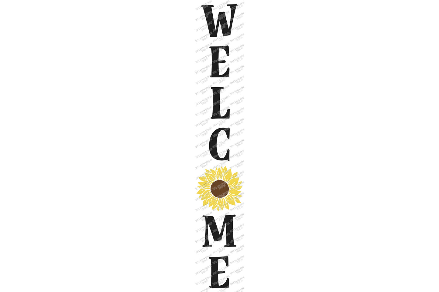 SVG | Welcome Sunflower | Cutting File | DXF EPS | Vinyl Stencil htv | Front Porch Entry Sign | Spring Summer | Cricut Silhouette | Vertical