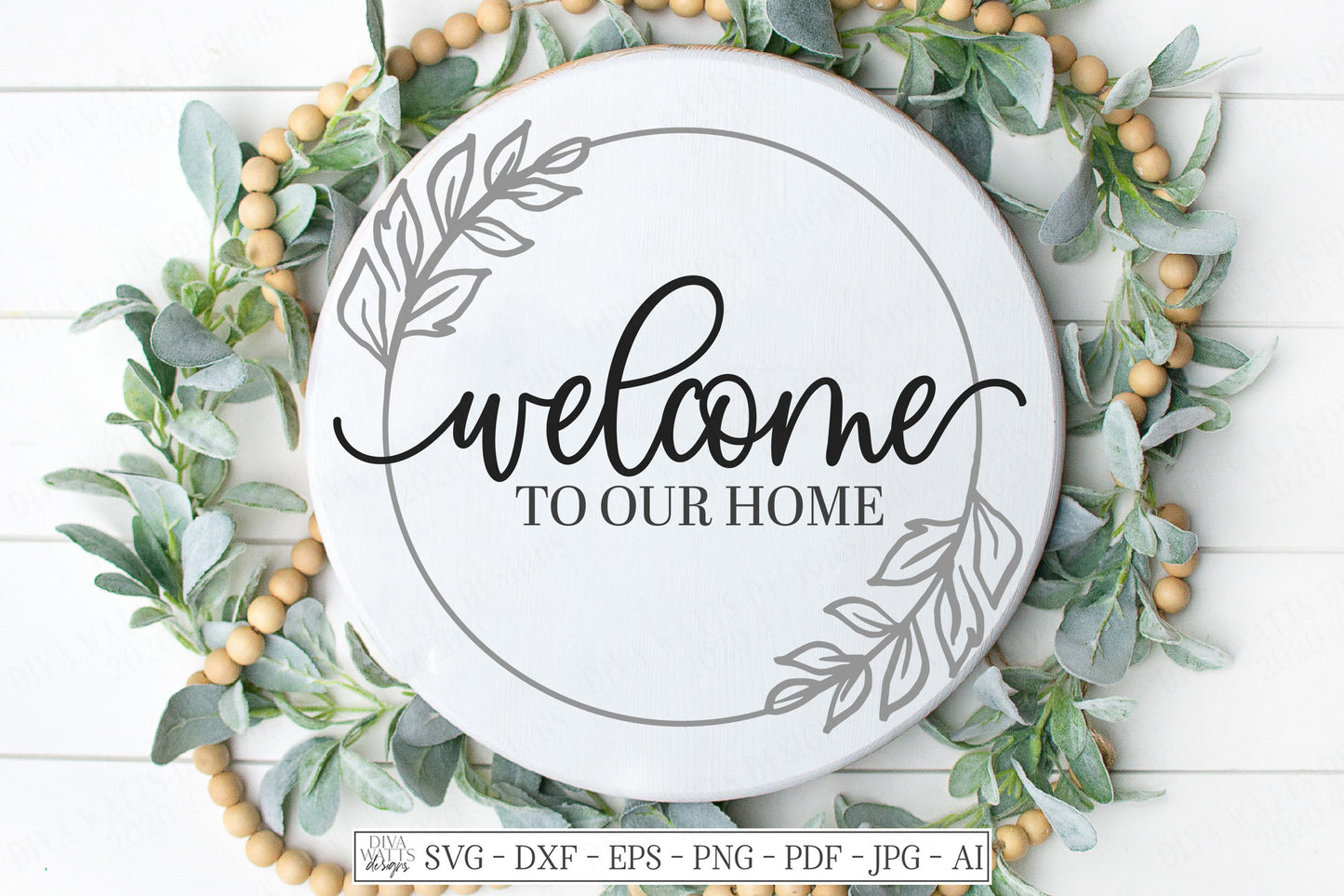 SVG | Welcome To Our Home | Cutting File | Farmhouse Wreath | Round Circle Sign | Vinyl Stencil HTV | Front Porch Door | Mat | dxf eps jpg