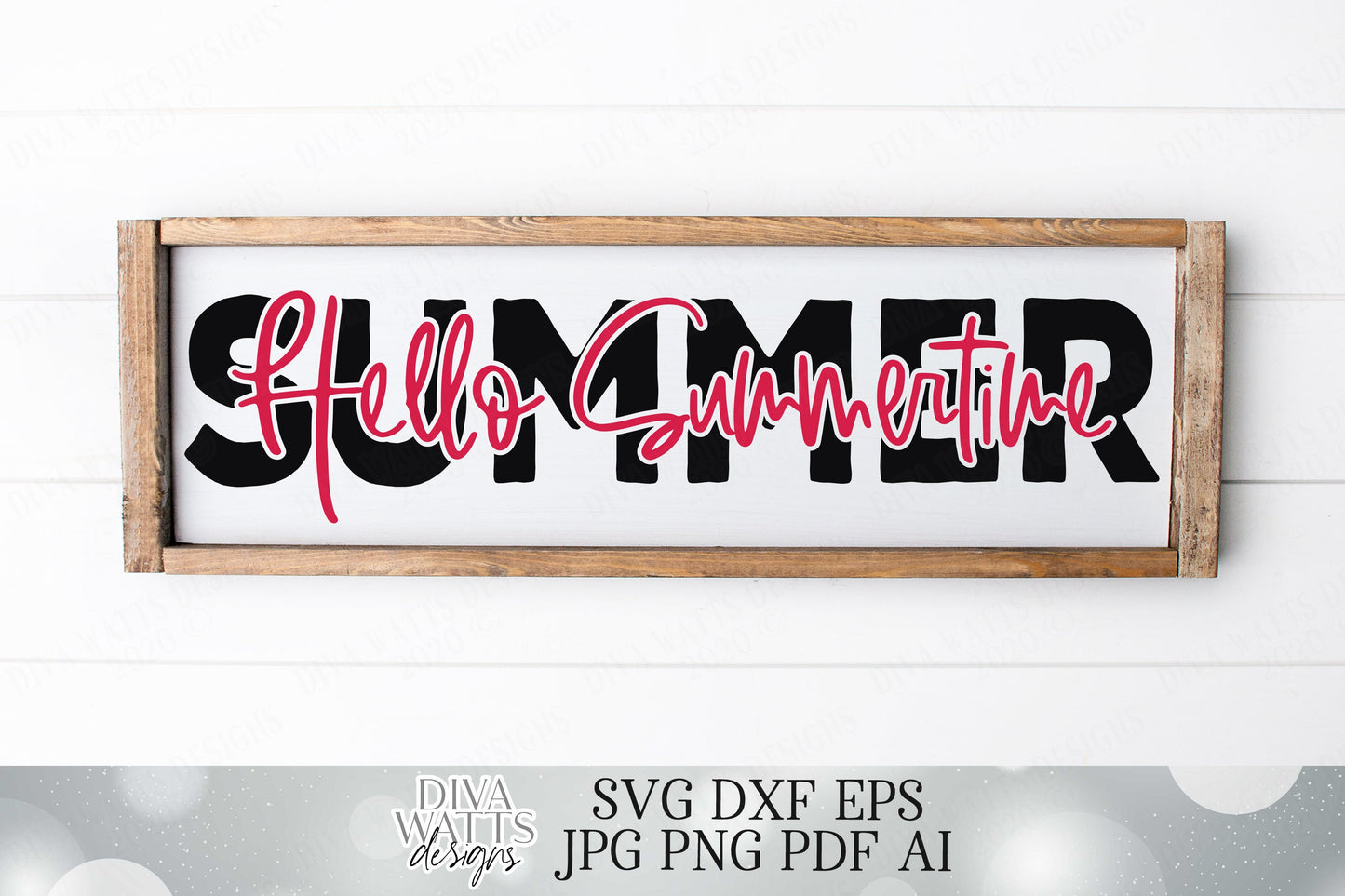 SVG | Hello Summertime | Summer | Cutting File | Vinyl Stencil HTV | Farmhouse Sign | Greeting | Front Porch | Door | Mat | eps dxf | Script