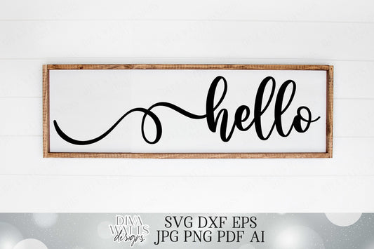 Hello | Cutting File | SVG DXF EPS | Vinyl Stencil htv | Farmhouse Rustic Sign | Cricut Cut File | Silhouette | Instant Download | Welcome