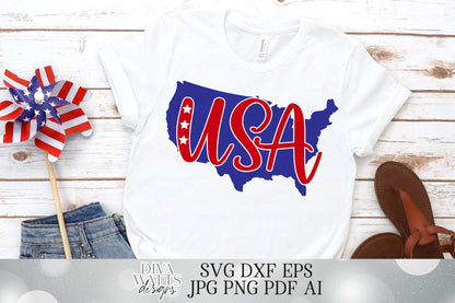 USA - Cutting File - United States of America Shirt Sign - SVG DXF - 4th of July | Independence Day | Country Silhouette | Vinyl htv Stencil