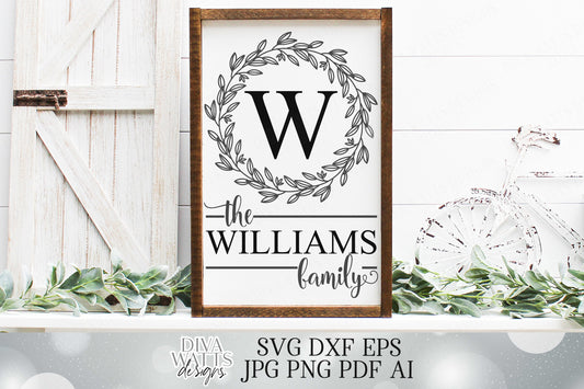 SVG Family Monogram Sign | Cutting File | Last Name | Add Your Text & Font | Customize Personalize | Vinyl Stencil HTV Instant Download PNG