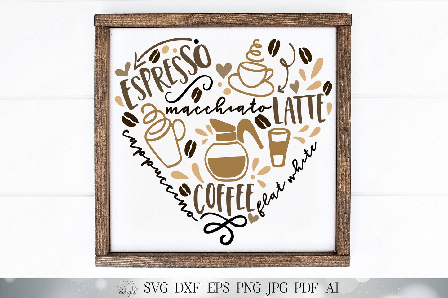 Coffee Lovers Heart SVG | Coffee Bar Sign | Farmhouse Sign SVG | dxf and more