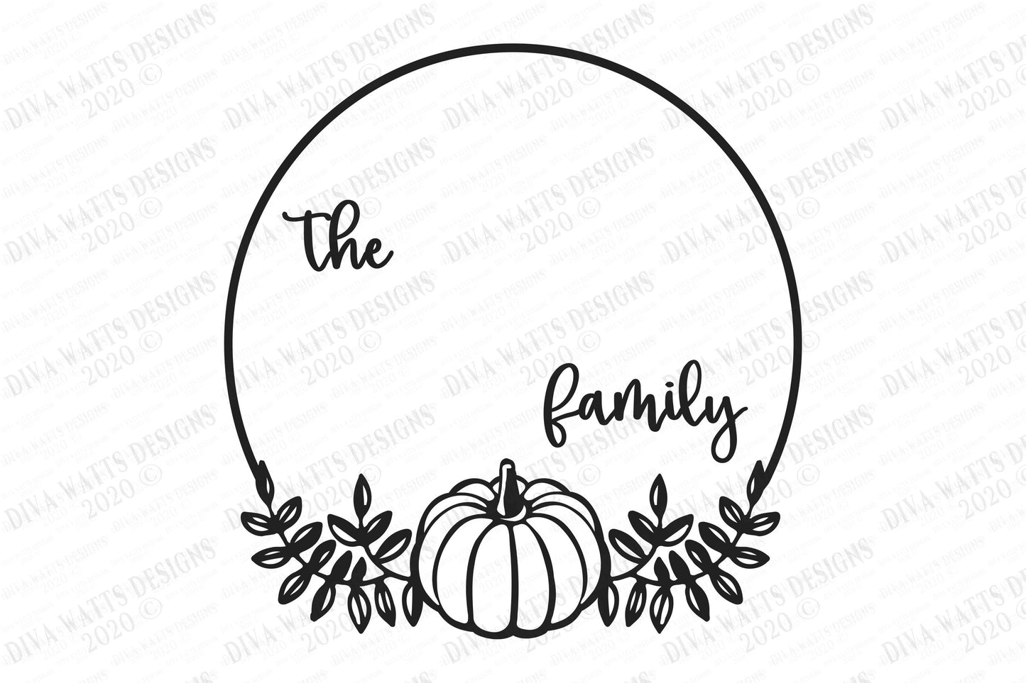 Fall Monogram Wreath | Customize With Your Monogram and Last Name | Cutting File and Printable | SVG DXF and More