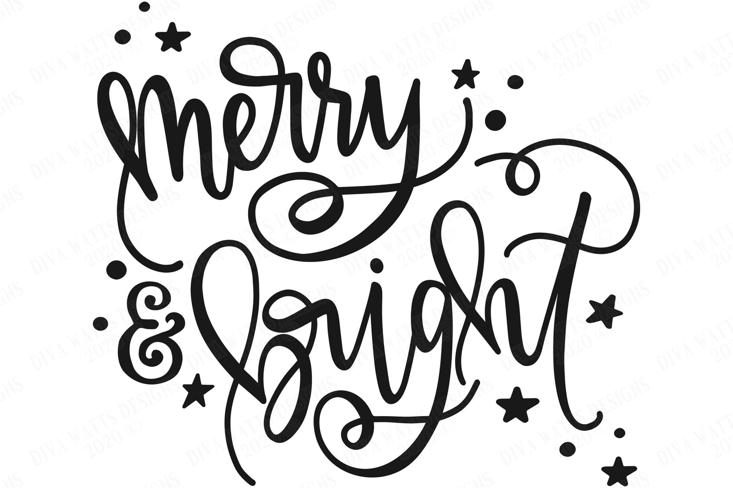 Merry and Bright SVG | Hand Lettered SVG | Christmas SVG | Merry Christmas Wall Decor | Printable and more!