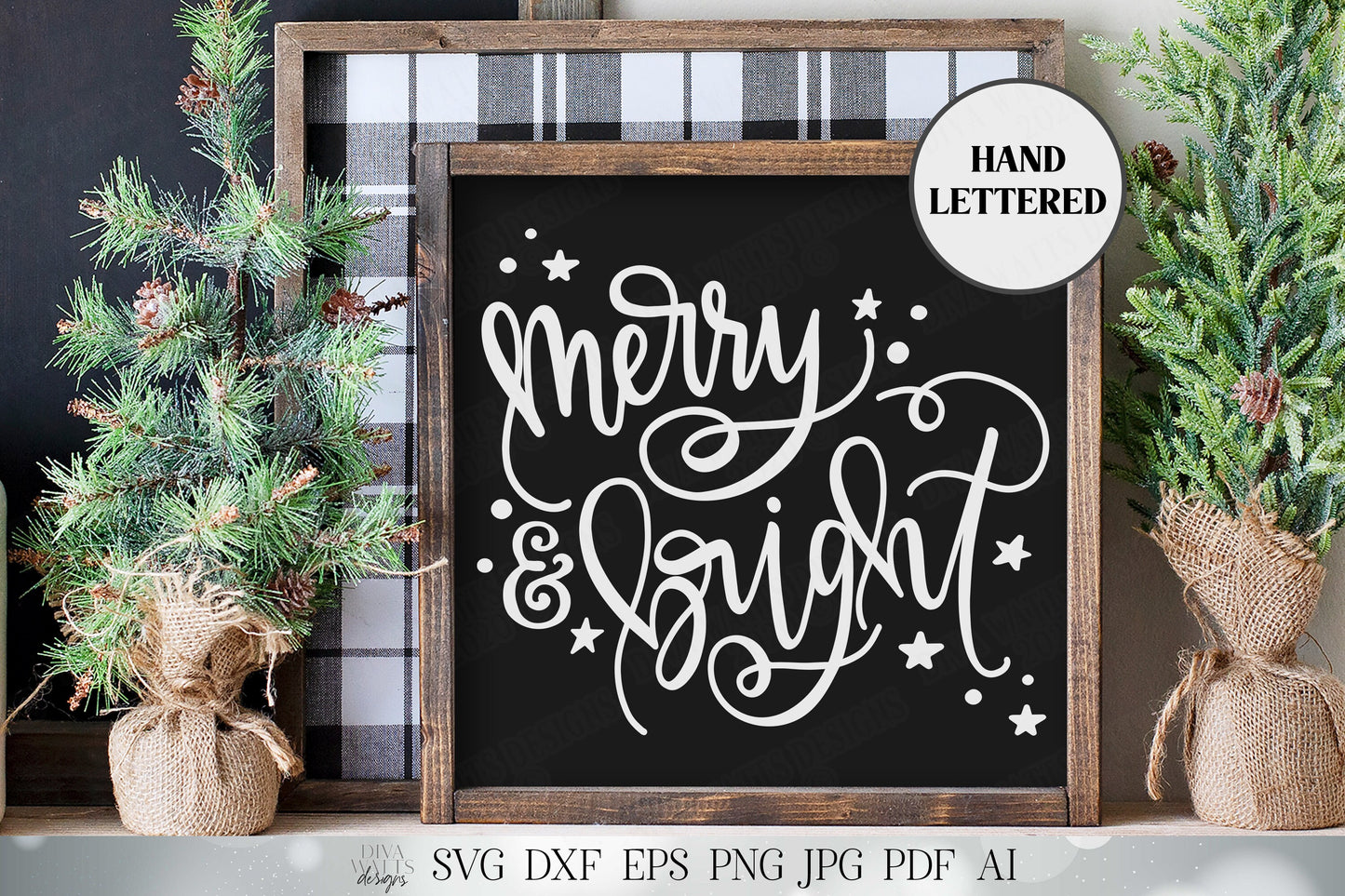 Merry and Bright SVG | Hand Lettered SVG | Christmas SVG | Merry Christmas Wall Decor | Printable and more!