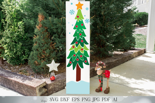 Christmas Tree with Star SVG | Vertical Porch SVG | Front Porch SVG | dxf and more! | 1ft x 4 ft