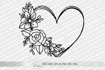Floral Heart Wreath SVG | Valentine's Day Heart Wreath SVG | Farmhouse Sign | dxf and  more! | Printable