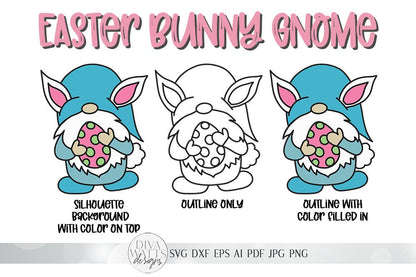 Easter Bunny Gnome With Egg SVG | 4 Variations Included | Glowforge Ready!