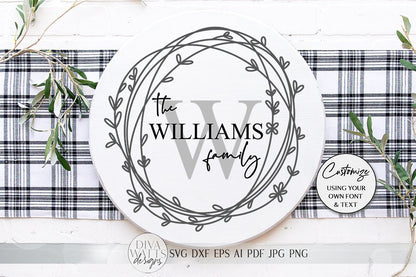 Monogram Wreath SVG | Farmhouse Sign SVG | dxf and more