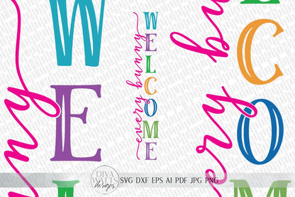 Every Bunny Welcome Vertical SVG | Farmhouse Porch Sign SVG | Easter Design | dxf and more