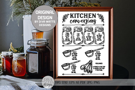 My Original Kitchen Conversions Chart SVG | Farmhouse Kitchen Sign and More | Printable Download