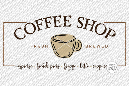 Coffee Shop SVG | Farmhouse Coffee Bar Sign | DXF and More