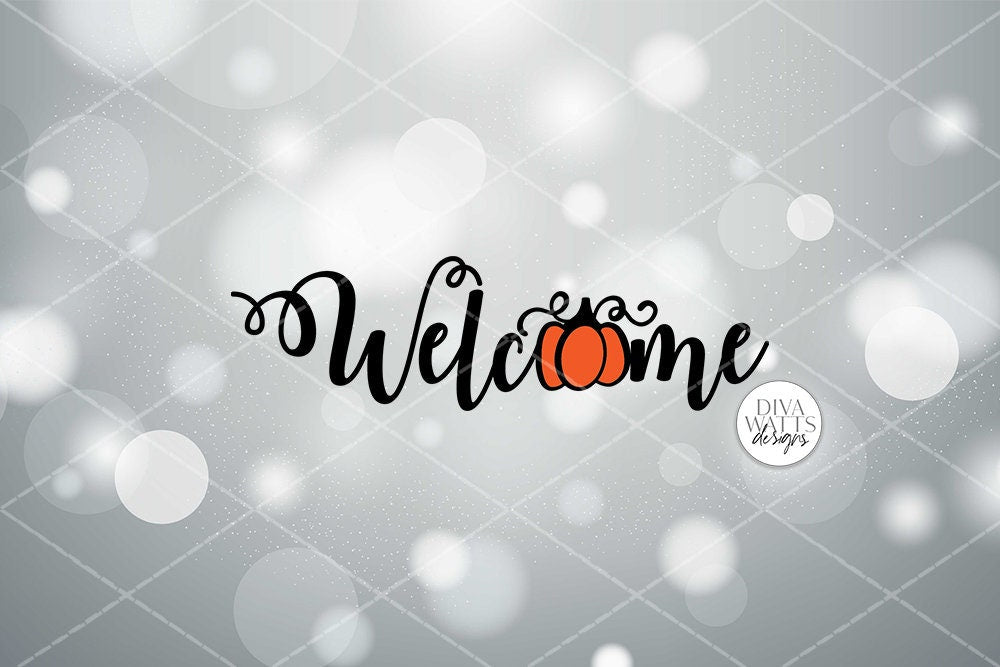 Welcome with Pumpkin SVG | Fall Autumn Halloween Farmhouse Sign Design