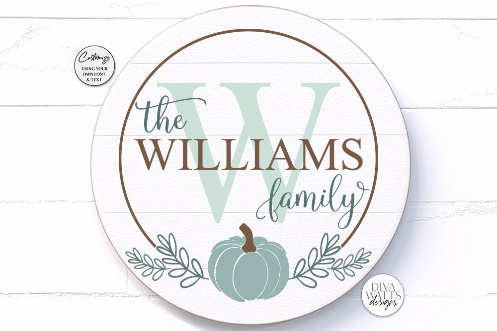 Fall Pumpkin Monogram Wreath SVG | Farmhouse Round Sign Design