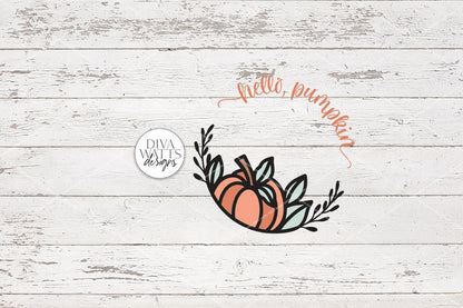 Hello Pumpkin Round SVG | Fall / Autumn Welcome Sign Design