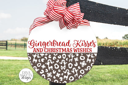 Gingerbread Kisses And Christmas Wishes SVG | Door Hanger Leopard Print Design