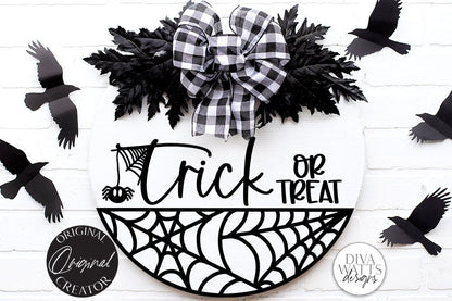 Trick Or Treat SVG | Halloween Spider Round Sign Design