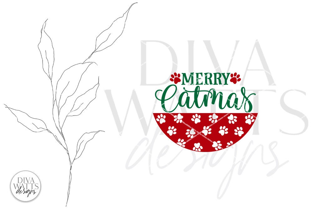 Merry Catmas SVG | Christmas / Winter Round Design