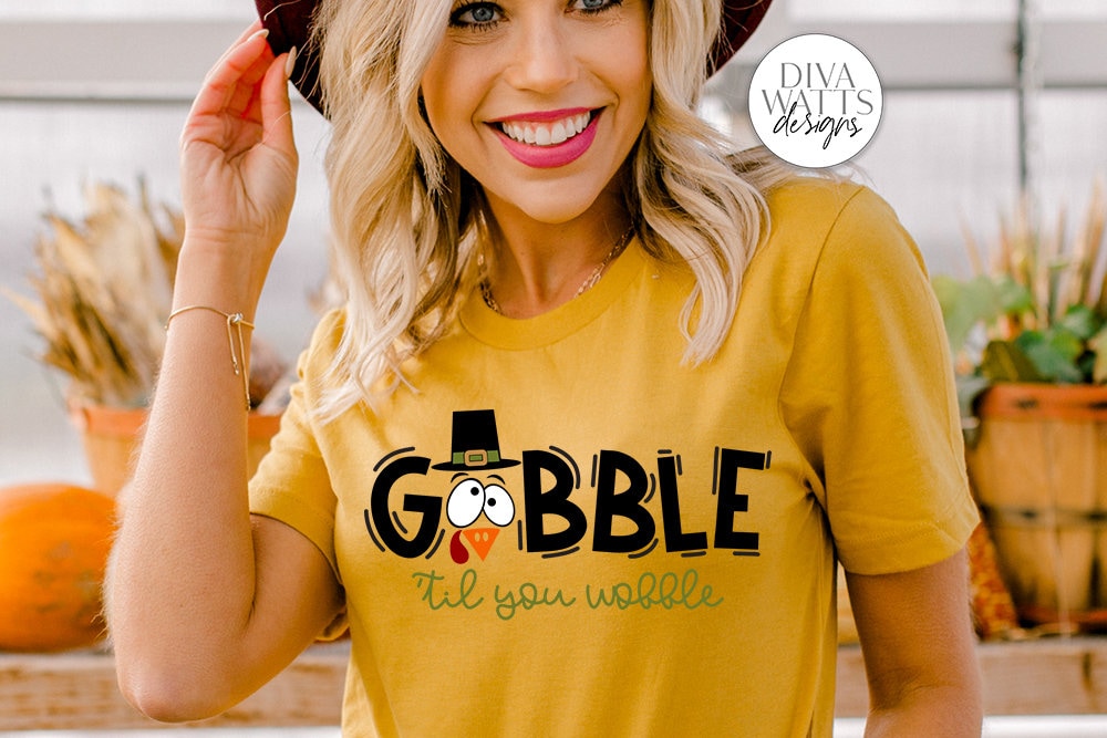 Gobble 'Til You Wobble SVG | Thanksgiving Turkey Design