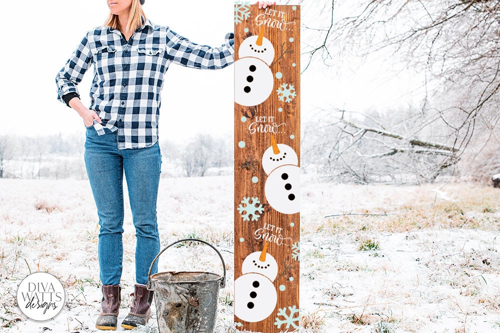 Let It Snow Vertical SVG | Snowman Christmas Design