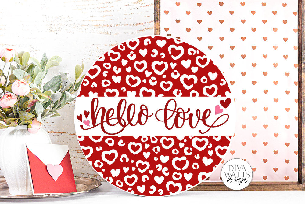 Hello Love SVG | Round Leopard Print Design