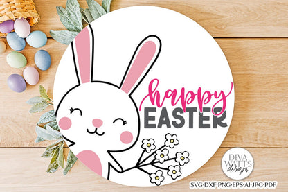 Happy Easter SVG | Bunny Round Design