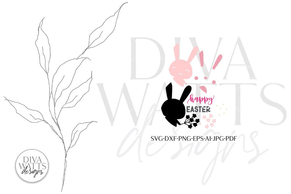 Happy Easter SVG | Bunny Round Design