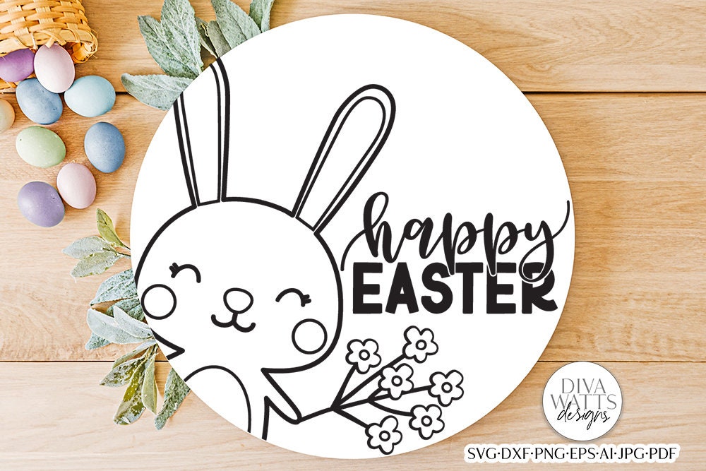 Happy Easter SVG | Bunny Round Design