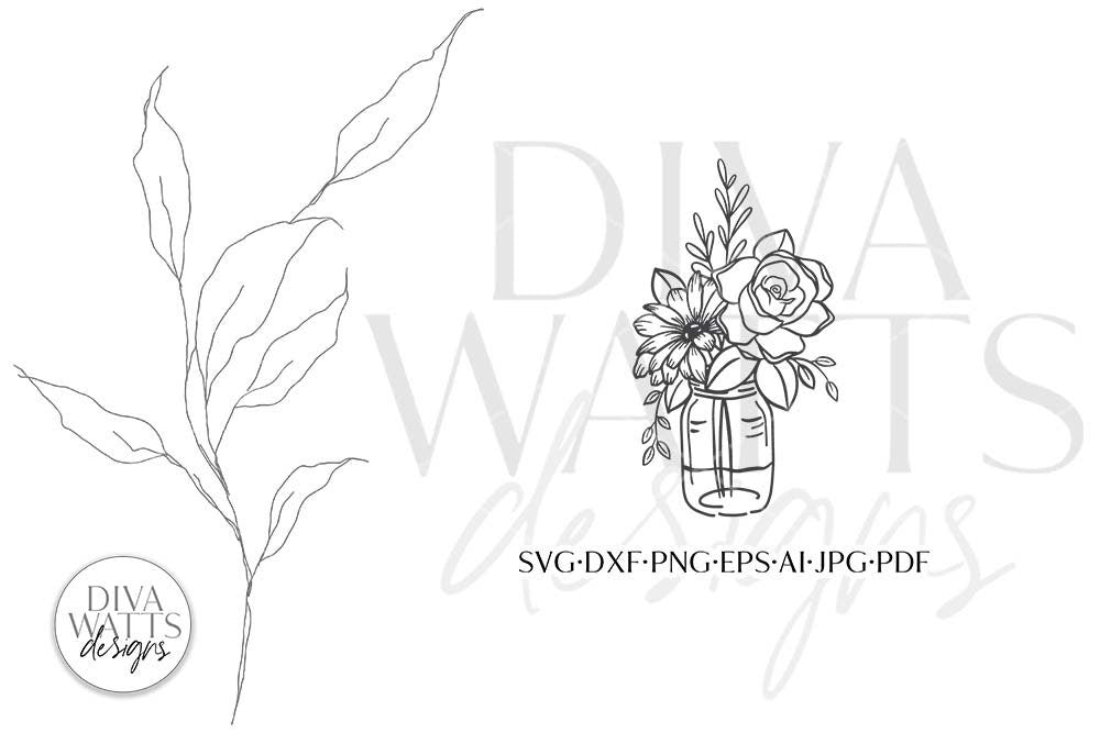 Daisy & Rose Mason Jar Arrangement SVG | Boho Farmhouse Design