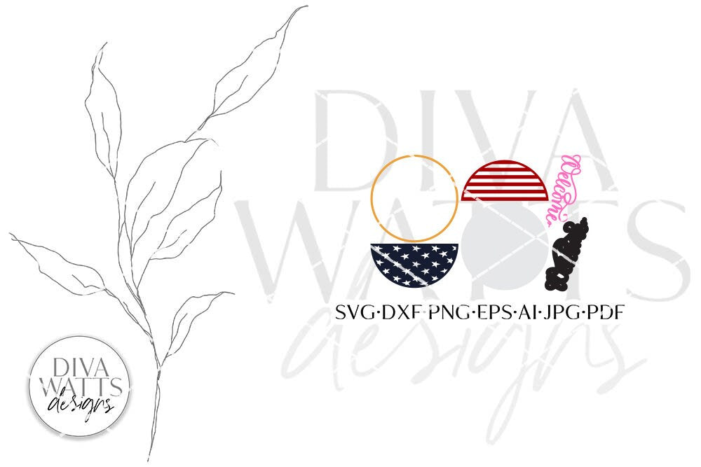 Welcome SVG for Glowforge | Patriotic 4th of July Round Sign Design