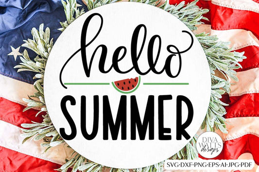 Hello Summer With Watermelon SVG | Summer Design