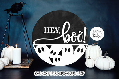 Hey Boo SVG | Halloween Door Hanger Design