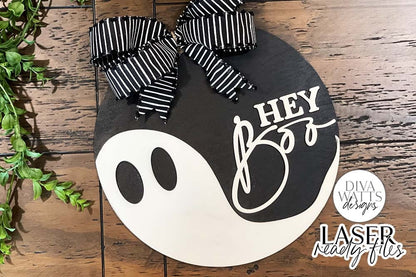 Hey Boo Glowforge SVG | Halloween Round Design