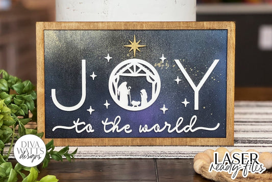 Joy To The World Glowforge SVG | Christmas Nativity Scene Design