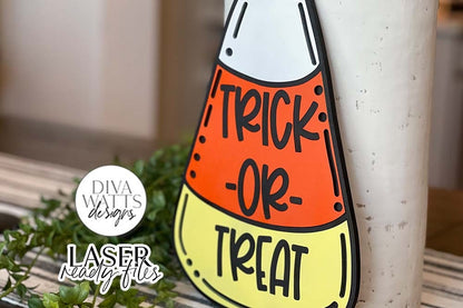 Trick Or Treat Candy Corn Glowforge SVG | Halloween Design