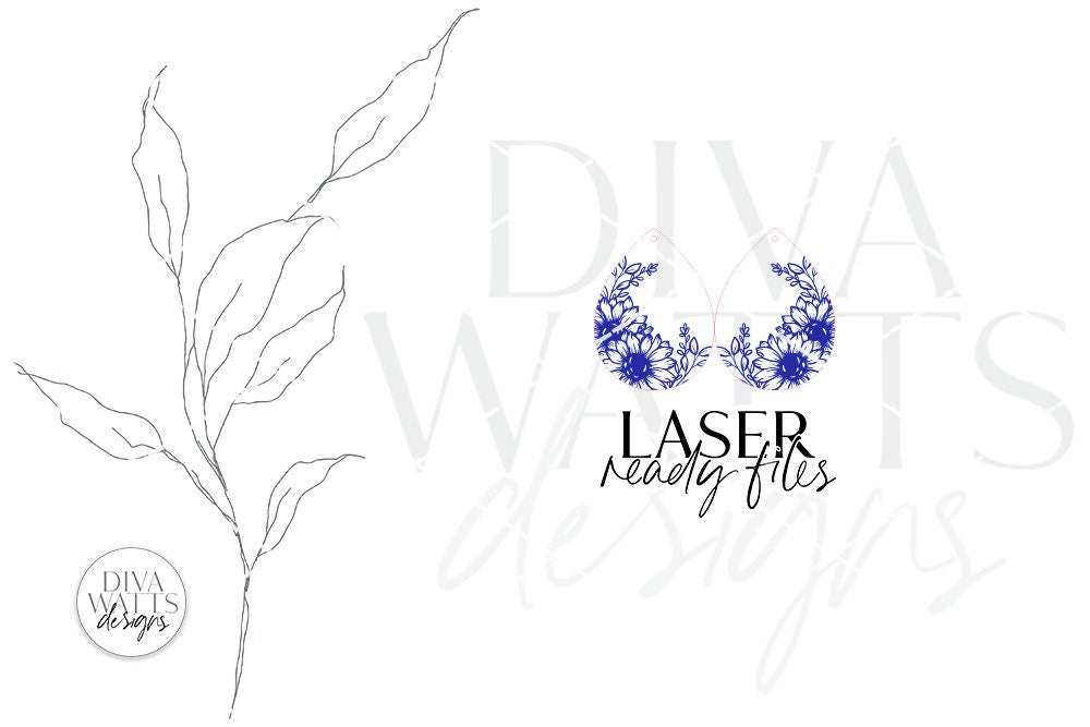 Floral Drop Earrings Glowforge SVG | Sunflower Laser Cut and Engrave File